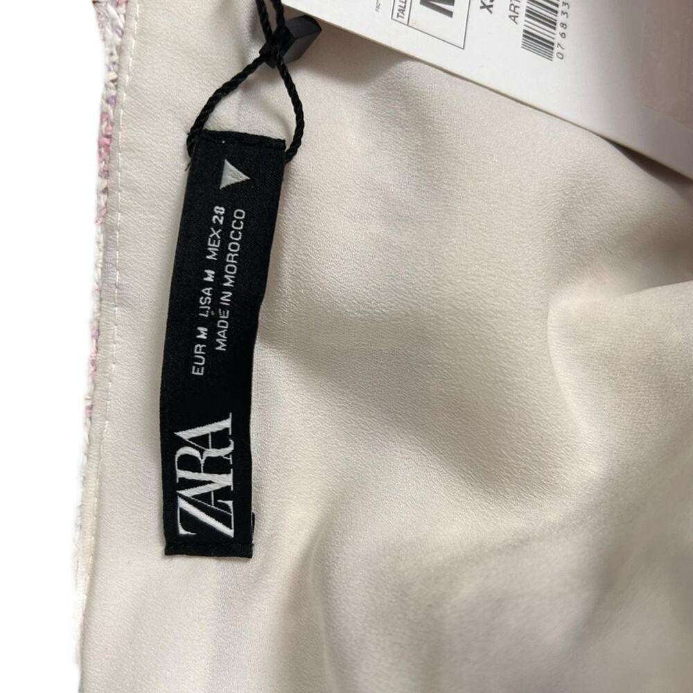 ZARA pink purple & white Tweed Crop Top Bustier M NWT - Picture 7 of 12